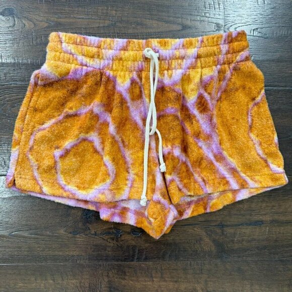 Out From Under Women's Tie Dye Drawstring Pull On Short Orange Multi Size XS - Picture 1 of 7